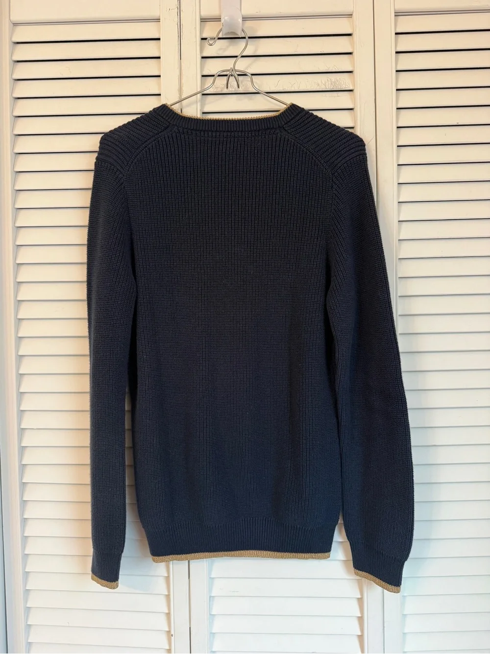 Brooks Brothers Womens Preppy Navy Blue Gold Sweater Country Club Old Money